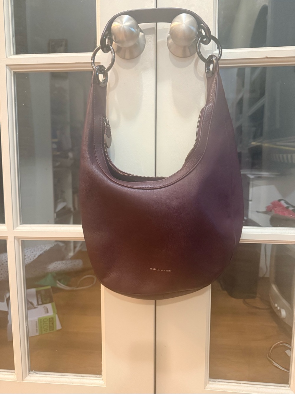 Rebecca Minkoff Plum Leather Ring-Handle Hobo Bag